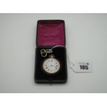 A 9ct Gold Cased Ladies fob Watch, the gilt highlighted dial with black Roman numerals, within