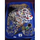 A Small Selection of Assorted Costume Jewellery, including gilt coloured chains, dress rings, bead