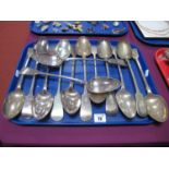 A Collection of Assorted Plated Fiddle Pattern Basting Spoons, crested and initialled:- One Tray