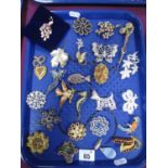 A Mixed Lot of Assorted Costume Brooches, including "West Germany", "Scotland" etc:- One Tray