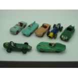 Six 1950's Dinky Racing Cars, including No 111 Triumph TR2, all playworn, fair.