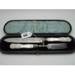 A Highly Decorative Hallmarked Silver and Mother of Pearl Handled Serving Knife and Fork, Mappin &