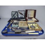 Assorted Plated Cutlery, including fish knives, forks and servers, boxed and cased spoons, pastry