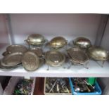 Six Assorted Plated Roll Top Breakfast Servers, (some incomplete); together with collection of