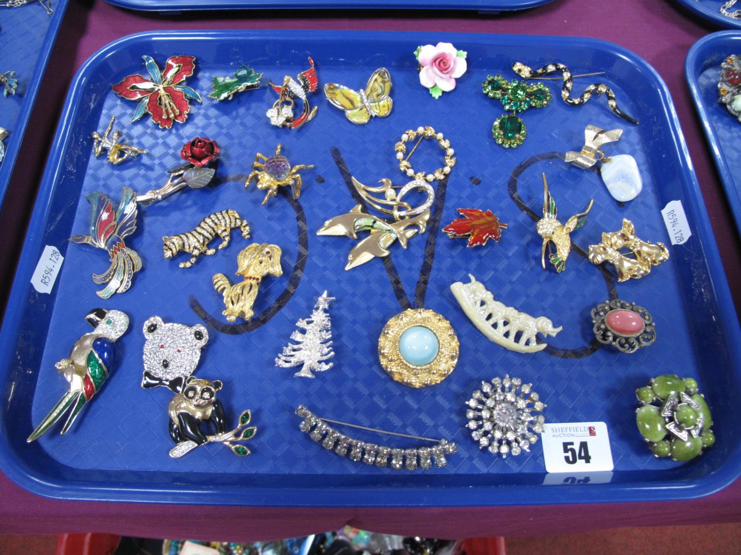 A Mixed Lot of Assorted Costume Brooches, including "Fireball", "Miracle", Sphinx", etc:- One Tray