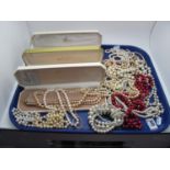 A Selection of Imitation Pearl Bead Necklaces, of various colours, including fresh water pearls, a
