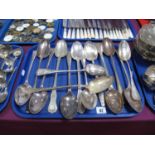 A Collection of Assorted Plated Basting Spoons, including initialled:- One Tray