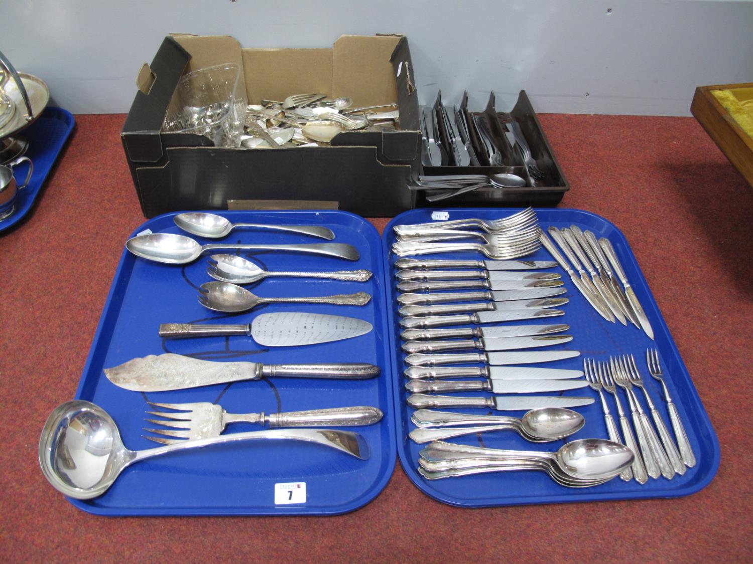 A Mixed Lot of Assorted Plated Cutlery, including Dubarry pattern, serving spoons, fish servers,