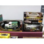 Three 1:18th Scale Diecast Model Vehicles, comprising of Maisto Jaguar S-Type assembly line kit,