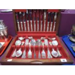 A Six Setting Canteen of Kings Pattern Plated Cutlery, knife blades marked Osborne Sheffield, in a