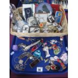 Border Collie and Other Dog Related Items, including key rings, hand painted pendant, badge, etc,