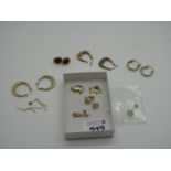 A Small Selection of Assorted "375" and Other Modern Ladies Earrings, (total weight 5grams).