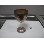 A Hallmarked Silver Goblet, Martin Hall & Co, London 1871, detailed in relief with garland swags and