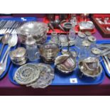 Plated Jugs and Matching Sugar Bowls, condiment bottles, set of three plated footed dishes,