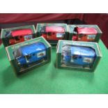 Five Stevelyn and Co. Diecast Metal View Van Coin Banks, some duplication, boxed.