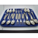A Matched Set of Five Danish Plated Spoons, two stamped M & T.B (for Mardsen & T. Baagoes), all with