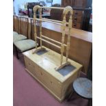 XIX Century Pine Blanket Chest, 96cm wide (woodworm); and Towel Rail. (2)