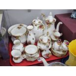 Royal Albert 'Old Country Roses' Table China, Coffee and Tea Pots, lidded jar, vases etc - sixteen