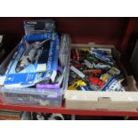 Two Boxes of Toys, including figures, diecast cars, kits among other items.