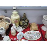 Two Winton Table Lamps, Sylvac butter dish, Minton 'Haddon Hall', Wedgwood and other ceramics:-