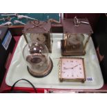 Kern, Koma Brass Cased Mantel Clock, Swiza calendar clock (glass crack to corner), Elo clock under