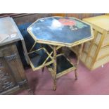 A Late XIX Century Bamboo & Lacquered Plant Table, with floral decoration to octagonal top and
