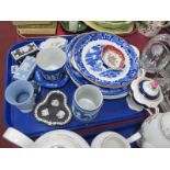 Wedgwood Jasper Ware Trinket Boxes, blue-white plates, etc:- One Tray
