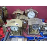 Kern, Koma, Paigo, two Schatz Brass Dome Cased Mantel Clocks. (5)