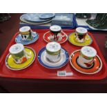 Clarice Cliff Centenary Coffee Cups and Saucers by Wedgwood, 'Red Tree', 'Summerhouse', 'Autumn', '