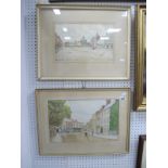 E.B.W, A Pair of Watercolours - Retford Market Place 1909 and Cannon Square, both signed with