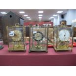 Two Kundo and Halsie Brass Cased Mantel Clocks. (3)