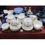 Herend Porcelain Twin Handled Soup Bowls and Saucers - eleven bowls and ten saucers patterned with