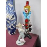 A Large Glass Clown 38cm high, Nao figurine