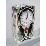 A Moorcroft Pottery Clock, painted in the 'Talwin' design by Nicola Slaney, impressed and painted