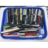 Parker Fountain Pens, Parker pens, Marksmen fountain pens, other pens etc:- One Tray.