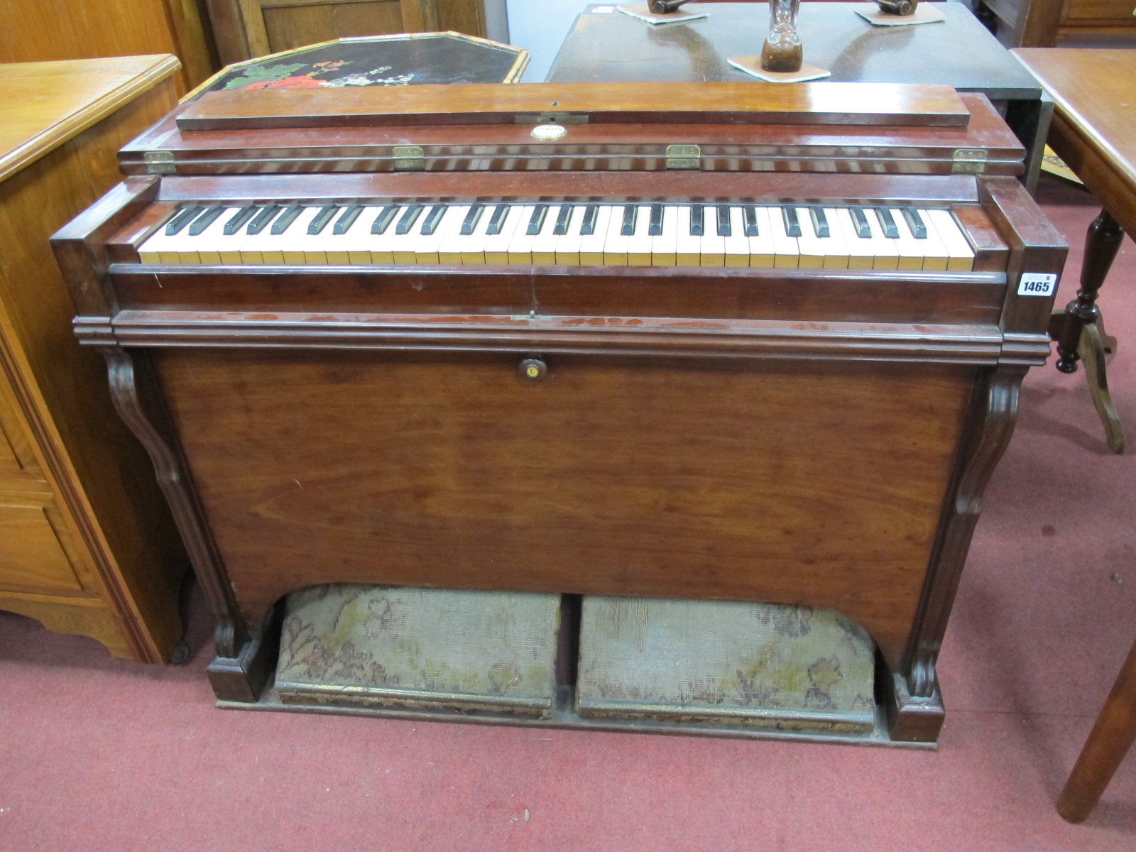 Debain a Paris, Mahogany Framed Organ, having twin sloping foot pedals to base, 105cm wide, 76cm