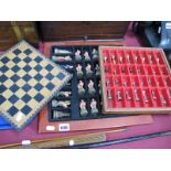 Chess Sets - Cowboys and Indians, in resin, brass and stainless steel metal more traditional, with
