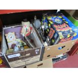 Figurines, clocks, nutcracker, glassware, bingo lotto, etc:- Two Boxes