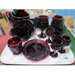 Avon Ruby Glassware, of twelve pieces:- One Tray