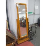 A Stained Wooden Cheval Mirror, on stepped base, 158cm high.