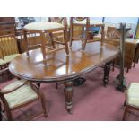 Victorian Style Extending Dining Table, oval topped with wind-out action, on fluted legs, approx.