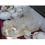 Stuart Glass Bowl, large thistle shape glass vase, 23.5cm high, sundaes, etc:- One Tray