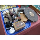 Black Forest Style Carved Bears, various jewel boxes, hallmarked silver pendants etc:- One Tray