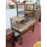 Early XX Century Walnut Washstand, with (cracked) marble top, on turned legs, 107cm wide; oak tea