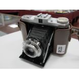 A Zeiss Ikon Nettar folding film camera, lens 1:4, 5 F= 75 mm, Novar-Anastigmat, case incomplete.
