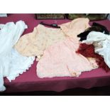 Circa 1920's Fabric and Ladies Underwear, christening gowns, fabric remnants, mink hat, etc.