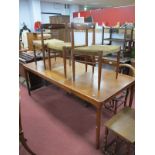 Bramin of Denmark, Teak Extending Dining Table, circa 1960's, having rounded corners to