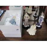Royal Doulton Figurines 'Angela' HN 5603 (boxed), 'Spring Morning' 3725, two Leonardo resin
