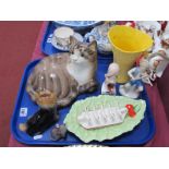 Just Cats Curled Up Cat, Sylvac Yorkshire Terrier, Mouse '16', Stockholm toast rack, etc:- One Tray