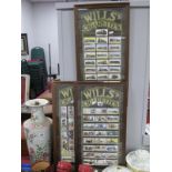 Will's Cigarette Cards, Railway themed, mounted in four display frames.